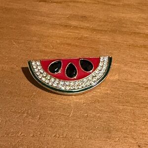 Watermelon Slice Brooch with Red and Black Accents